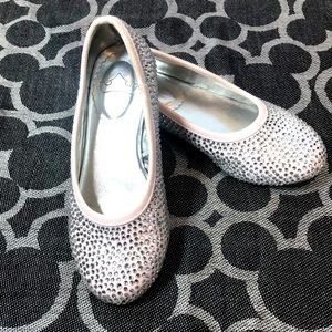 Disney Sparkly Shoes for little girls, Pink Satin with Rhinestones, Size 10 EUC